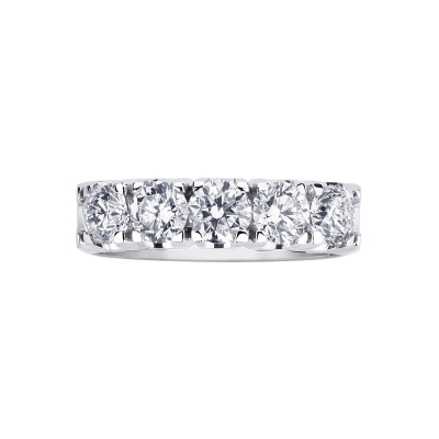 5 diamonds half eternity ring in white gold 18k ct 1,50