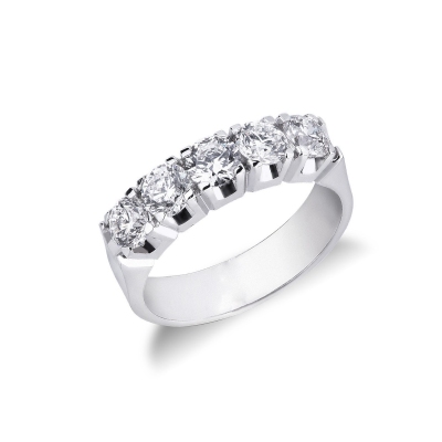 5 diamonds half eternity ring in white gold 18k ct 1,50