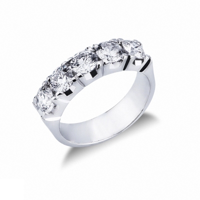 5 diamonds half eternity ring in white gold 1,70 ct