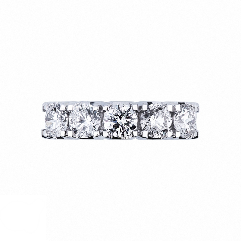 White gold 18k 5 diamonds half eternity ring 1,90 ct White gold 18k 5 diamonds half eternity ring 1,90 ct