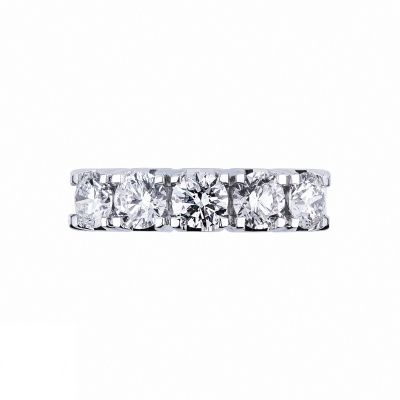 White gold 18k 5 diamonds half eternity ring 1,90 ct
