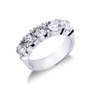 White gold 18k 5 diamonds half eternity ring 1,90 ct