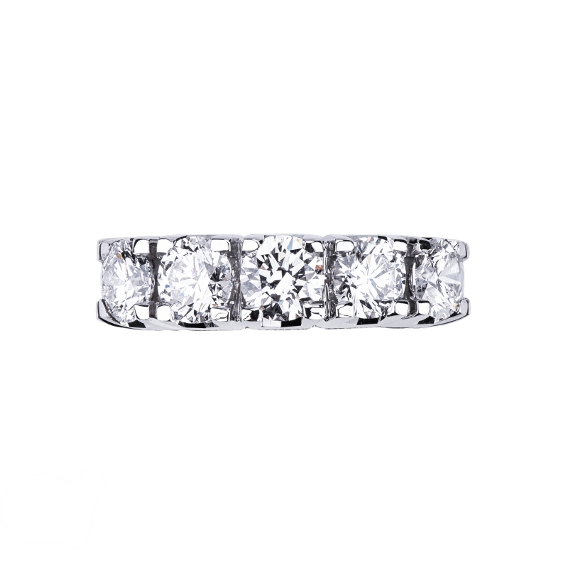 White gold 18k 5 diamonds half eternity ring ct 2,20  White gold 18k 5 diamonds half eternity ring ct 2,20