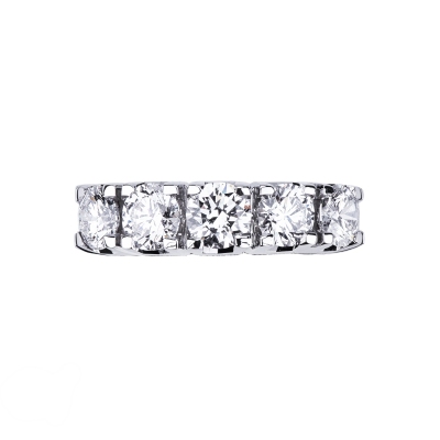 White gold 18k 5 diamonds half eternity ring ct 2,20 