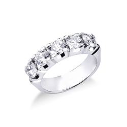 White gold 18k 5 diamonds half eternity ring ct 2,20