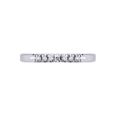White gold 18k 7 diamonds half eternity ring 0,07 ct
