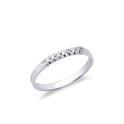 White gold 18k 7 diamonds half eternity ring 0,07 ct