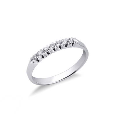 7 diamonds half eternity ring ct 0,15 18k white gold 