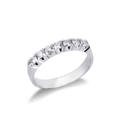 7 diamonds half eternity ring in white gold 18k