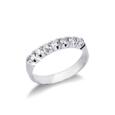 7 diamonds half eternity ring in white gold 18k 