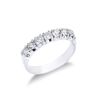 18k white gold 7 diamond half eternity ring 