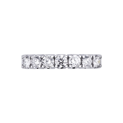 7 diamonds half eternity ring in white gold 18k ct 0,80