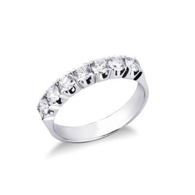 7 diamonds half eternity ring in white gold 18k ct 0,80