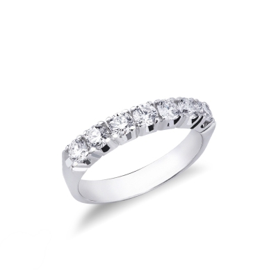 White gold 18k 7 diamond half eternity ring ct 0,90 