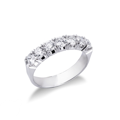 7 diamonds half eternity ring white gold 18k 1,20 ct