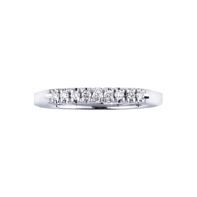9 diamonds 0,15 ct half eternity ring in white gold 18k