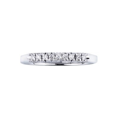 9 diamonds 0,15 ct half eternity ring in white gold 18k