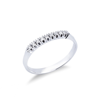 9 diamonds 0,15 ct half eternity ring in white gold 18k
