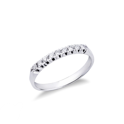 9 diamonds half eternity ring in white gold 18k