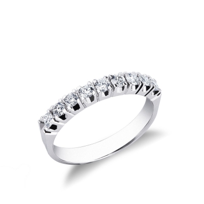 9 diamonds half eternity ring ct 0,50 white gold 18k