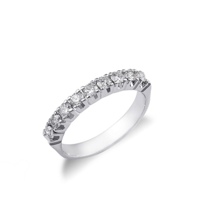 9 diamonds half eternity ring in white gold 18k 0,67 ct