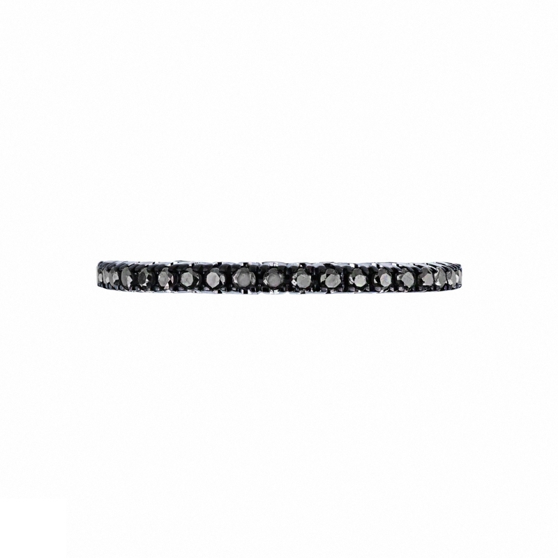 White gold 18k eternity ring with black diamonds 