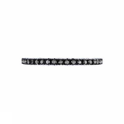 White gold 18k eternity ring with black diamonds 