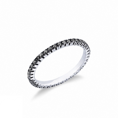 White gold 18k eternity ring with black diamonds 
