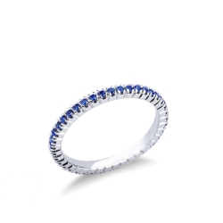 White gold 18k eternity ring with blue sapphires