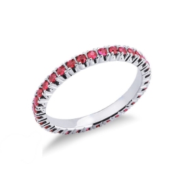 18k white gold eternity ring with rubies