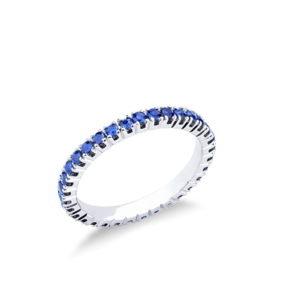 Blue sapphires eternity ring in 18kt white gold