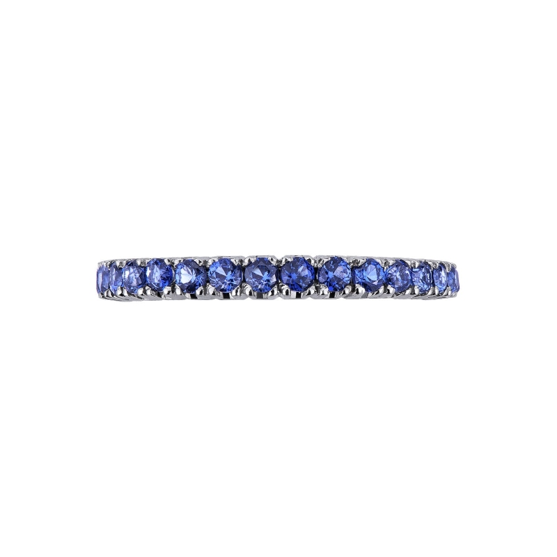 Full eternity ring in white gold 18k with blue sapphires  Full eternity ring in white gold 18k with blue sapphires