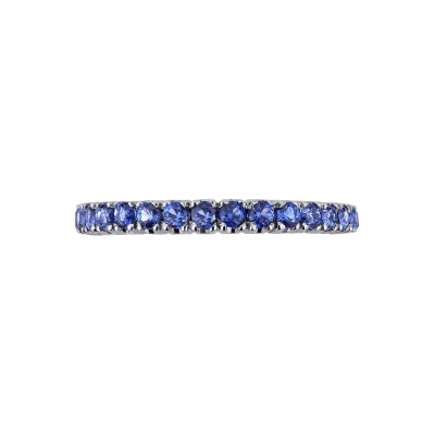 Full eternity ring in white gold 18k with blue sapphires 