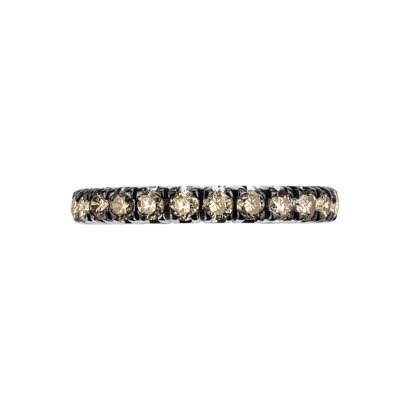 White gold 18k eternity ring with brown diamonds 
