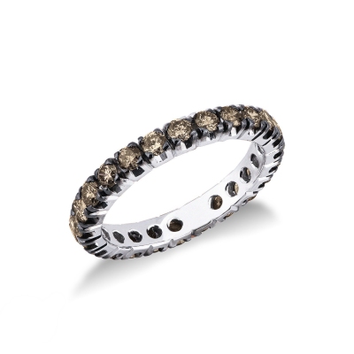 White gold 18k eternity ring with brown diamonds 
