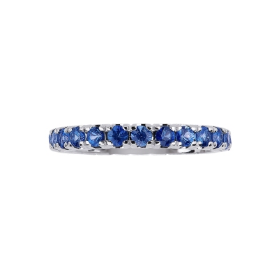White gold 18k full eternity ring with blue sapphires 