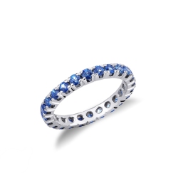 White gold 18k full eternity ring with blue sapphires
