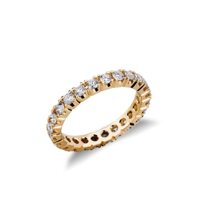 Yellow gold 18k eternity ring with diamonds 