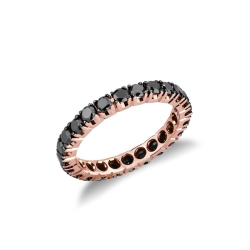 750 rose gold eternity ring with black diamonds