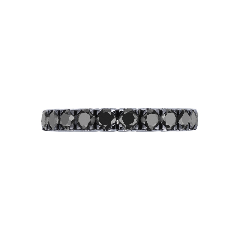 18k white gold eternity ring with black diamonds.