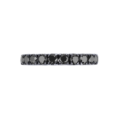 18k white gold eternity ring with black diamonds.
