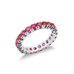 Eternity ring with rubies in white gold 18k