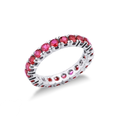 Eternity ring with rubies in white gold 18k 