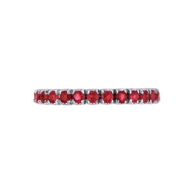 18K white gold eternity ring with rubies