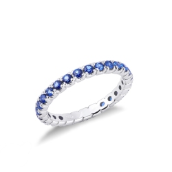 18k white gold eternity ring blue sapphires