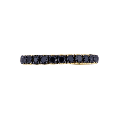 Eternity ring with black diamonds in 18kt yellow gold