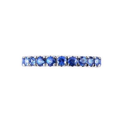Eternity ring with blue sapphires in white gold 750