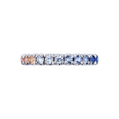 Multicolor sapphire eternity ring in white gold 18k