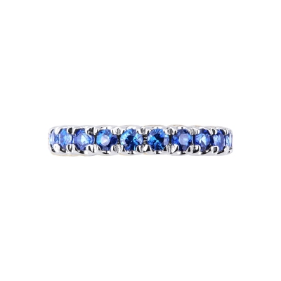 White gold 18k eternity ring with blue sapphires