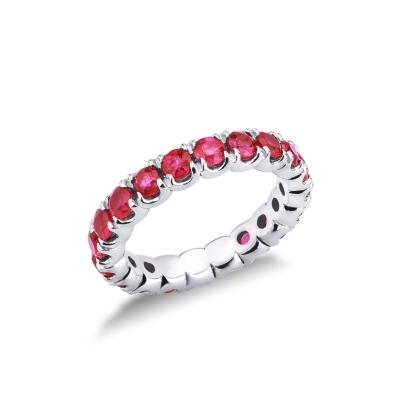 Eternity ring in white gold 18k with rubies 
